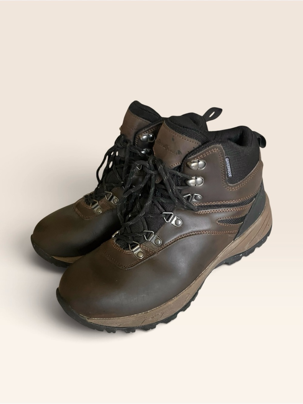 Eddie Bauer Everett Waterproof Hiking Boots Brown Leather Men’s Size 9
